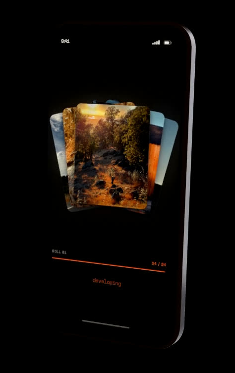 A roll of Stills developing on an iPhone