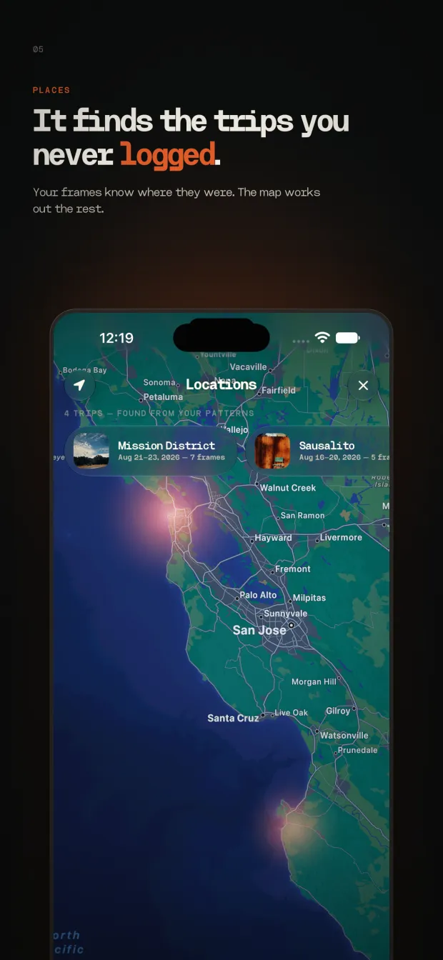 Places, a map built from where frames were taken
